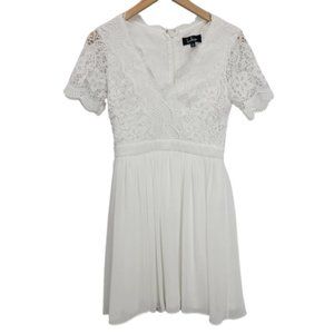 LULUS Angel in Disguise White Lace Skater Dress